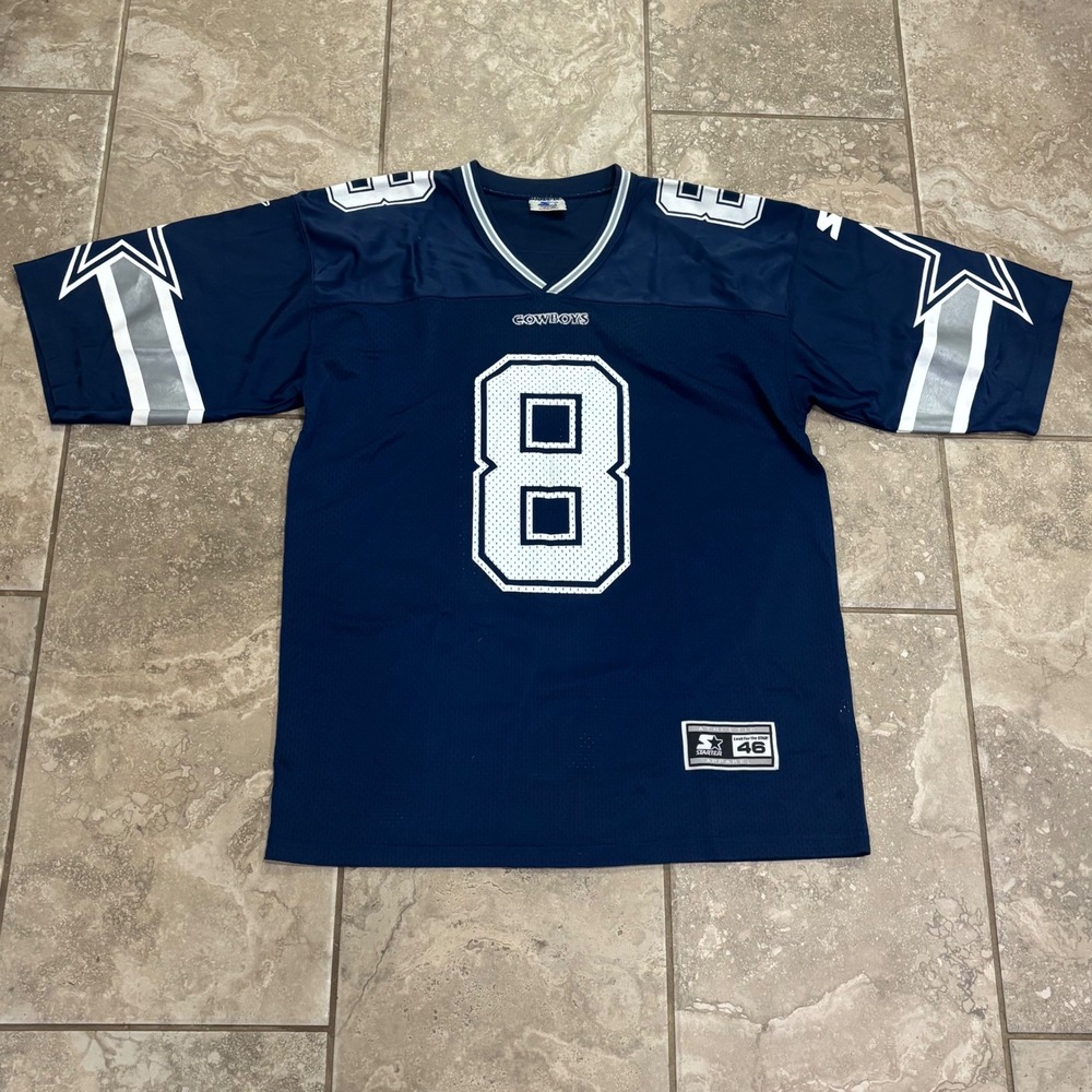 Vintage Starter Dallas Cowboys Troy Aikman 8 Jersey Navy Blue Mens 46 M 1995 NFL